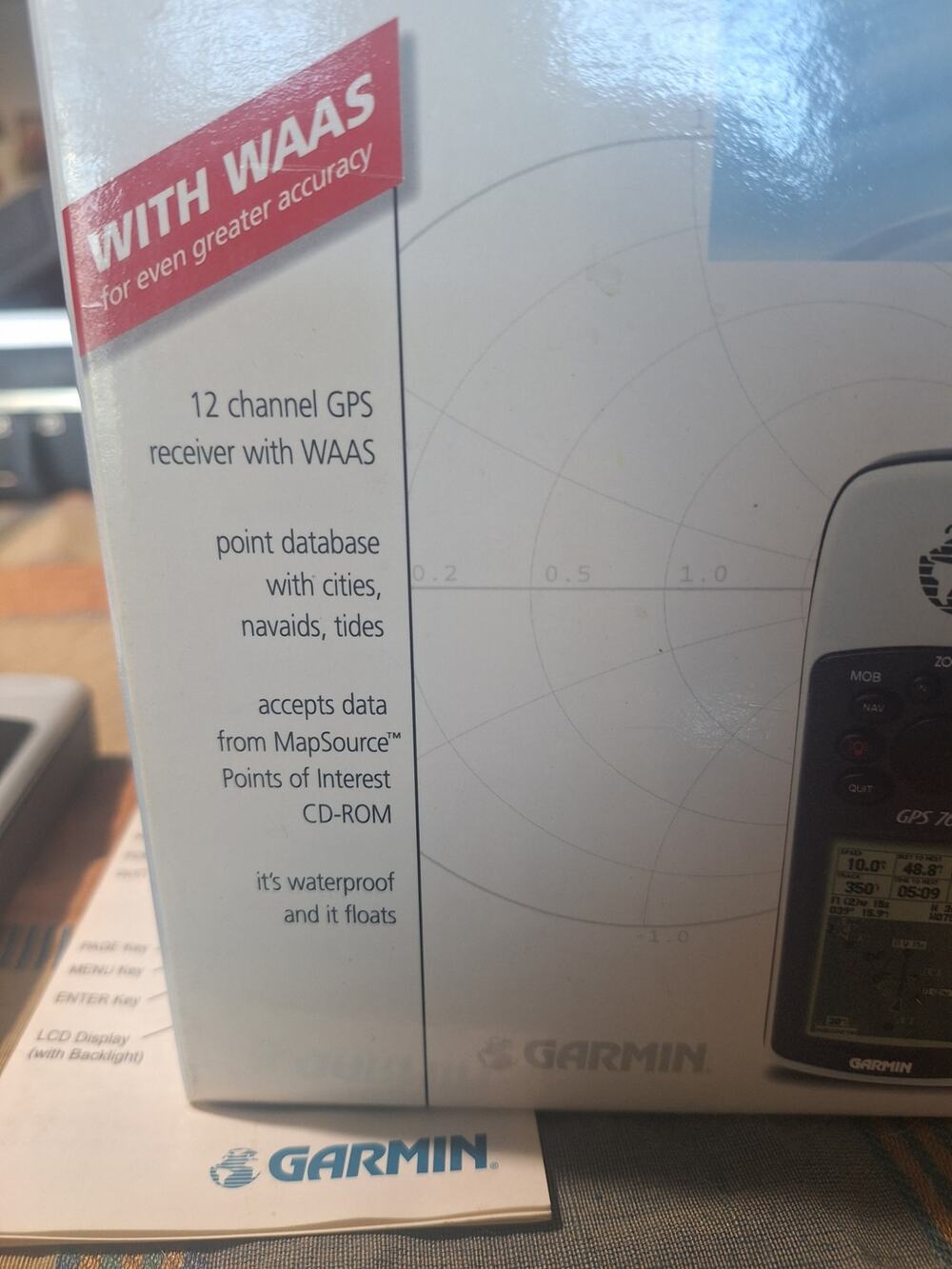 Garmin GPS 76 Marine Navigator WAAS Handheld GPS w/ Manual PC Cable Wrist Strap